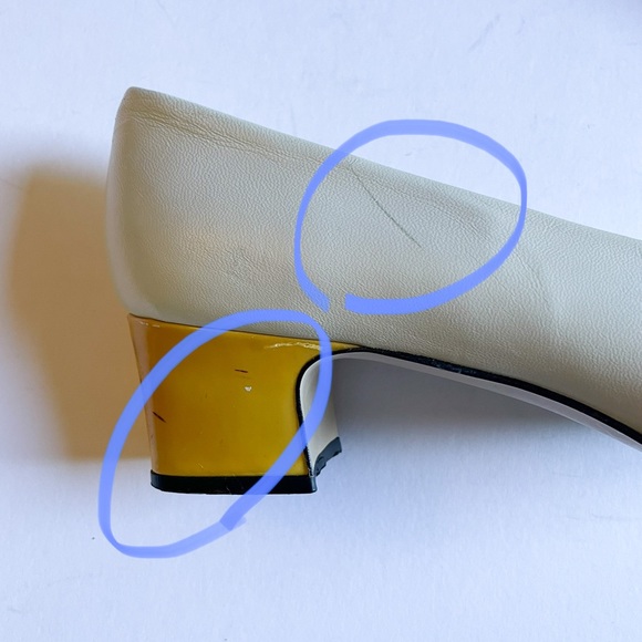 Vintage Etienne Aigner Two Tone Pumps Heels Cream Yellow Size 8.5 Narrow - Picture 11 of 14